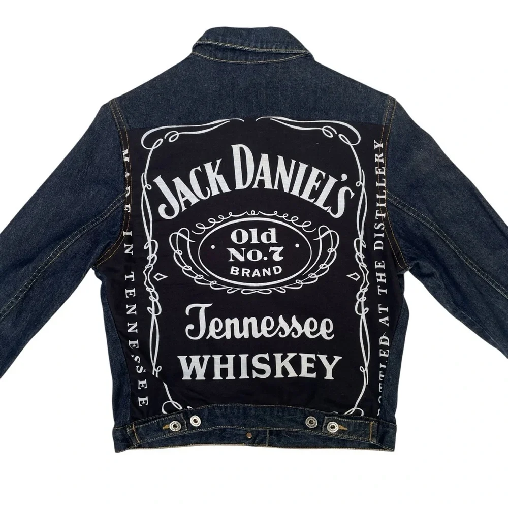 Jack Daniel’s Denim Jacket Madz Custom Size M Rocker BikerCore Goth Metal Vibe - Picture 3 of 16